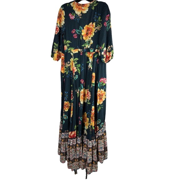 Farm Rio Anthropologie Majorca Wrap Dress Hi Lo Floral Boho Women's Size Small - Picture 7 of 16
